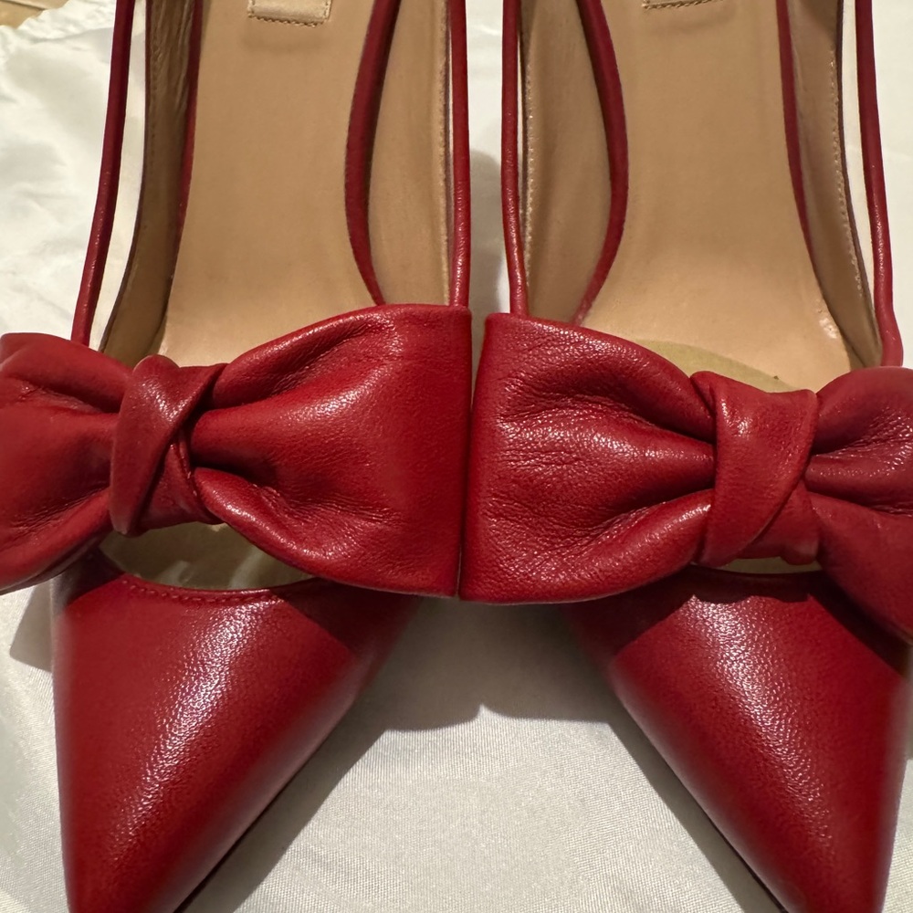 Valentino Red Leather Bow Heels 38.5 - Picture 8 of 12